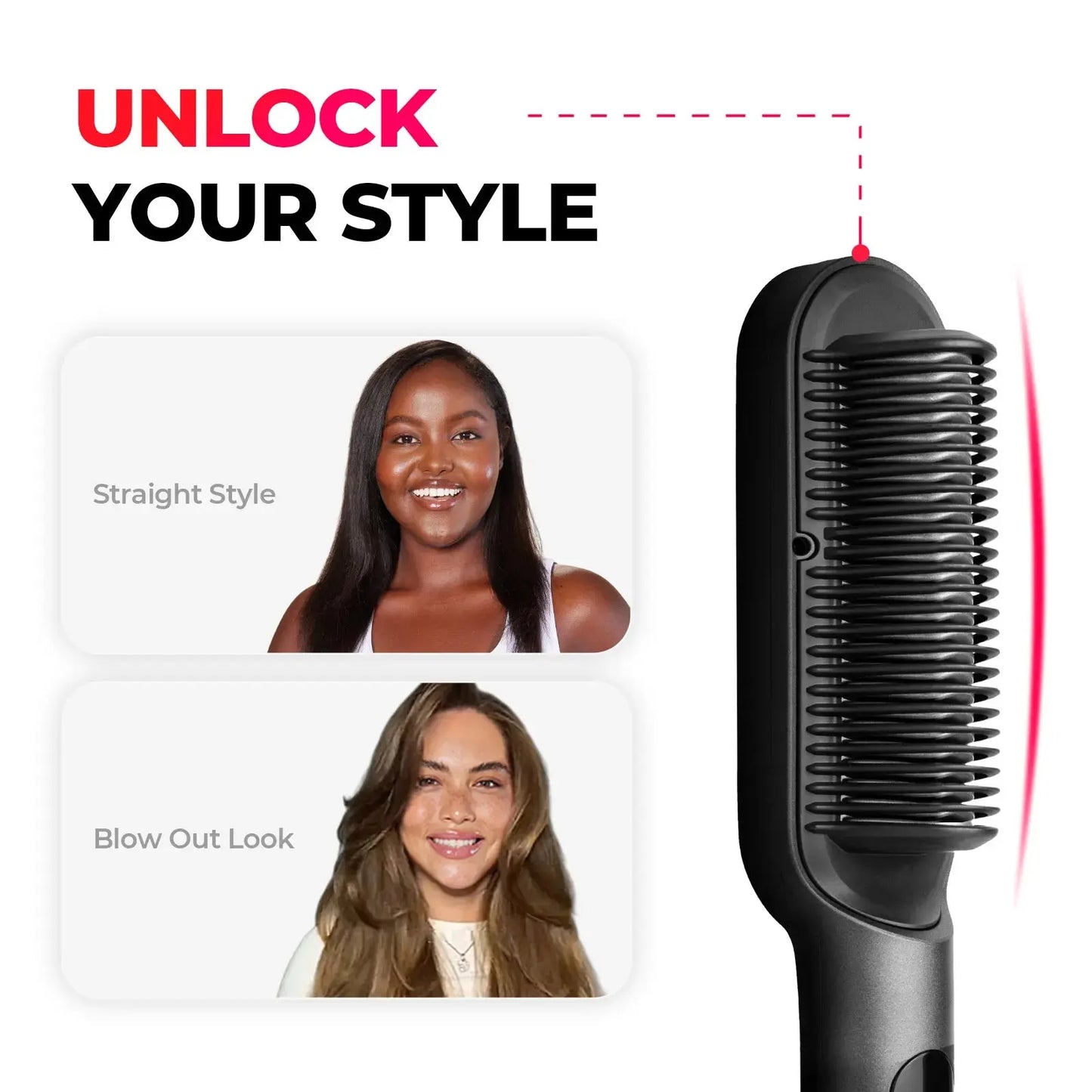 RING PLUS Hair Straightening Brush by OutRank Hair